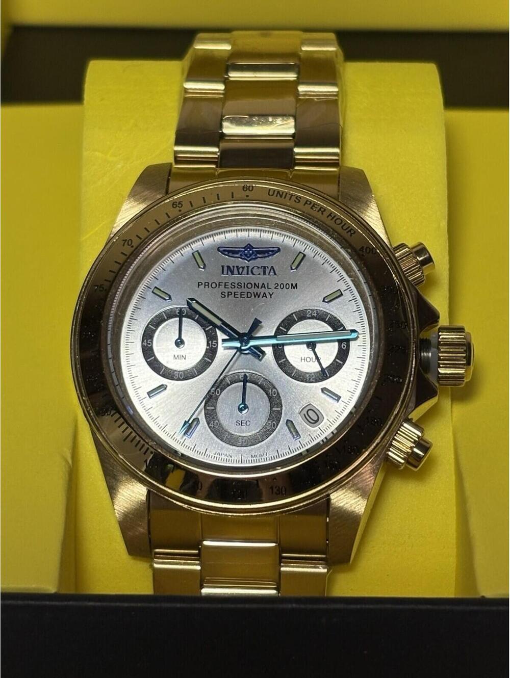 New Invicta Speedway Torvane Men's Watch 39.5mm Gold Tone Quartz NIB 17312